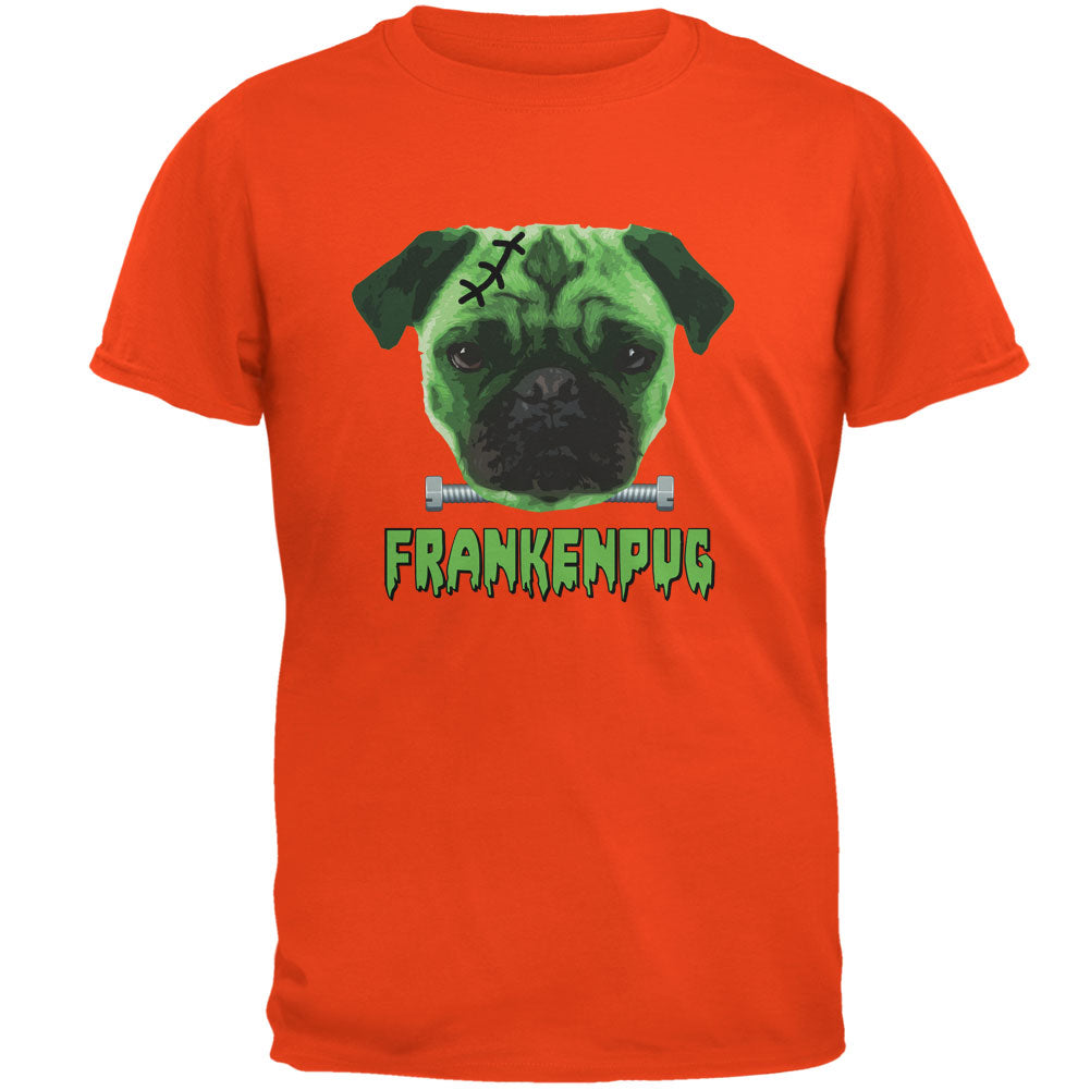 Halloween Franken Pug Dog Orange Adult T-Shirt Men's T-Shirts Old Glory 2XL Orange