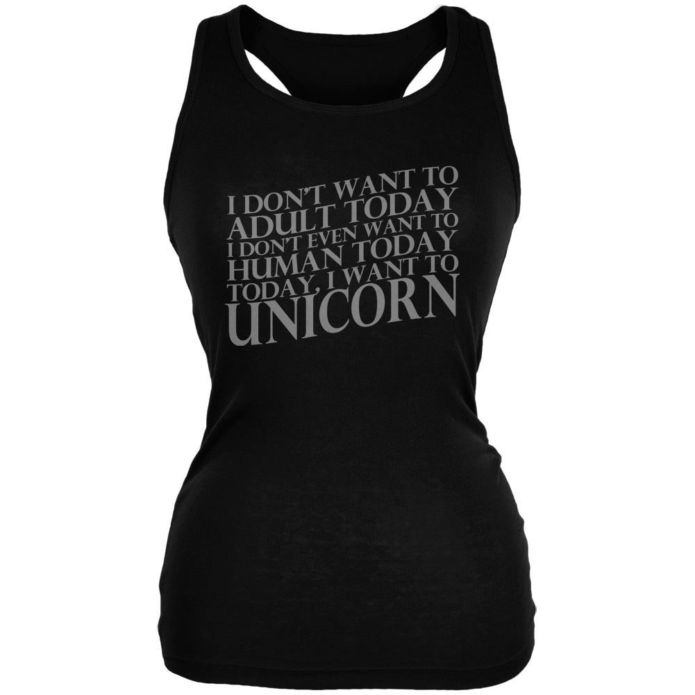 Don't Adult Today Just Unicorn Black Juniors Soft Tank Top Tank Tops Old Glory 2XL Black