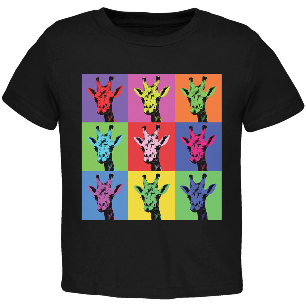 Giraffes Pop Art Repeating Squares Black Toddler T-Shirt Toddler T-Shirts Old Glory 2T Black