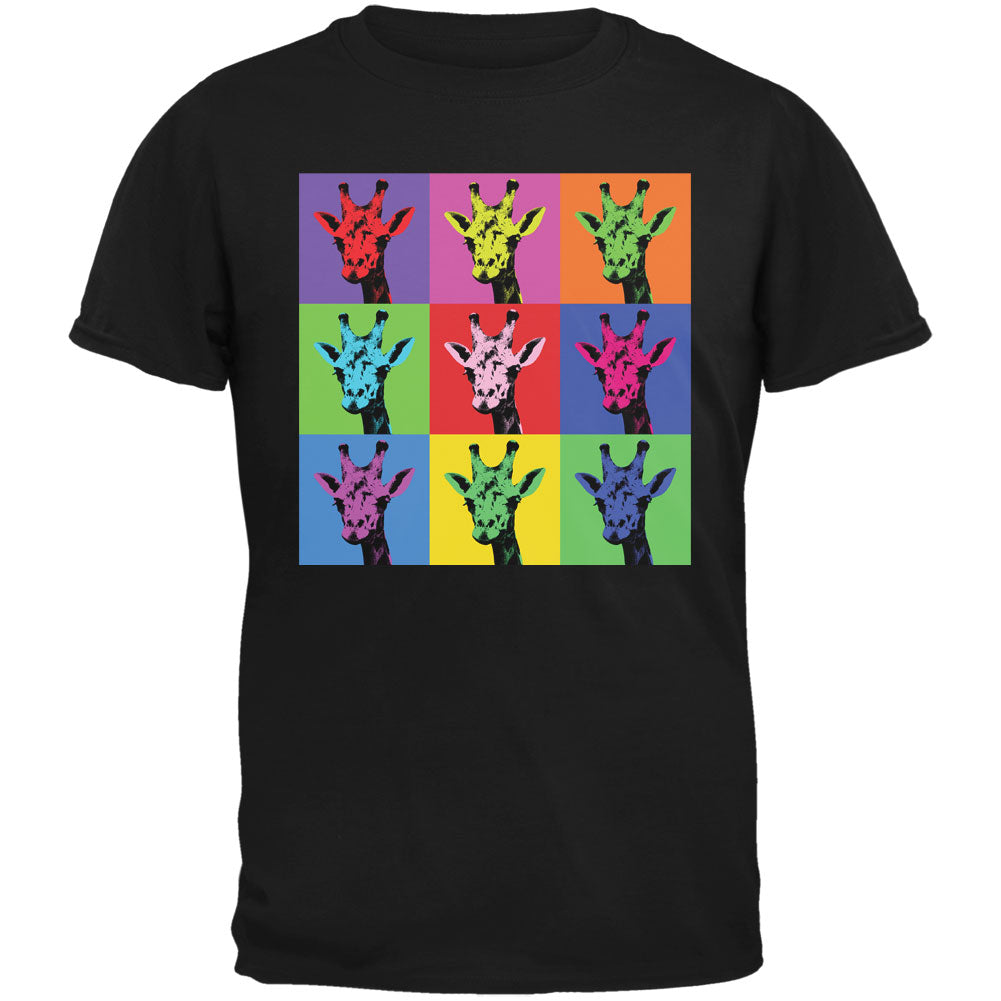 Giraffes Pop Art Repeating Squares Black Youth T-Shirt Youth T-Shirts Old Glory LG Black