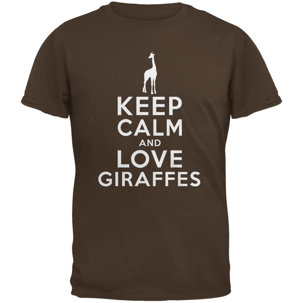 Keep Calm & Love Giraffes Brown Youth T-Shirt Youth T-Shirts Old Glory LG Brown