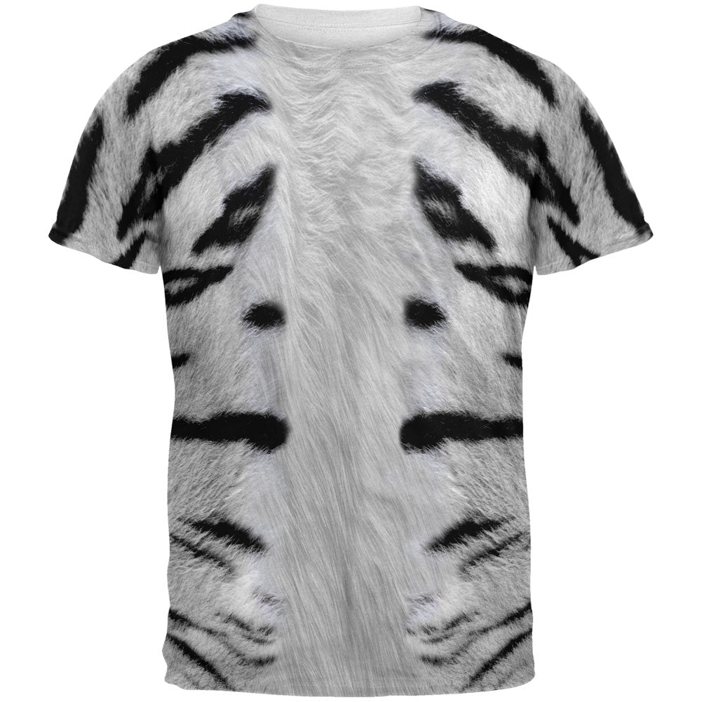 White Siberian Tiger Costume All Over Adult T-Shirt Men's T-Shirts Old Glory 2XL Multi