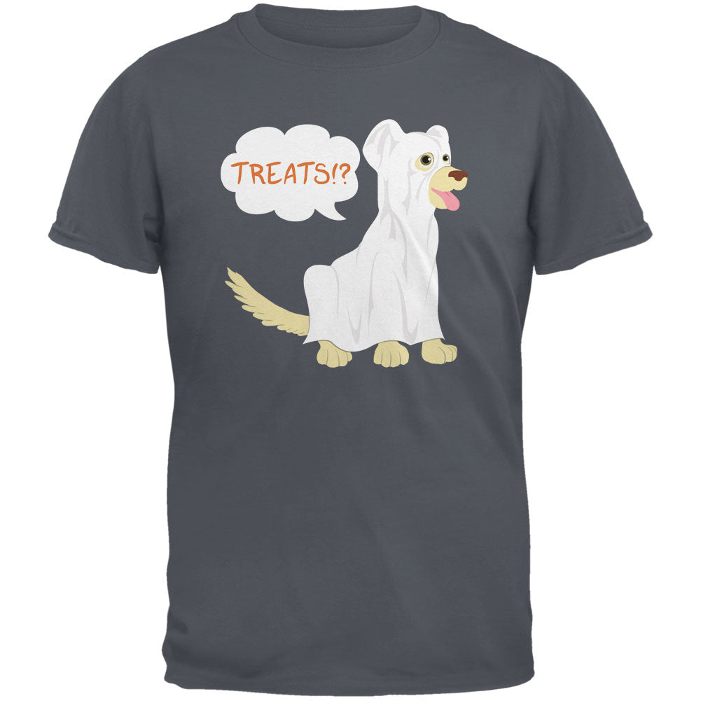 Halloween Ghost Treats Dog Charcoal Grey Adult T-Shirt Men's T-Shirts Old Glory 2XL Grey