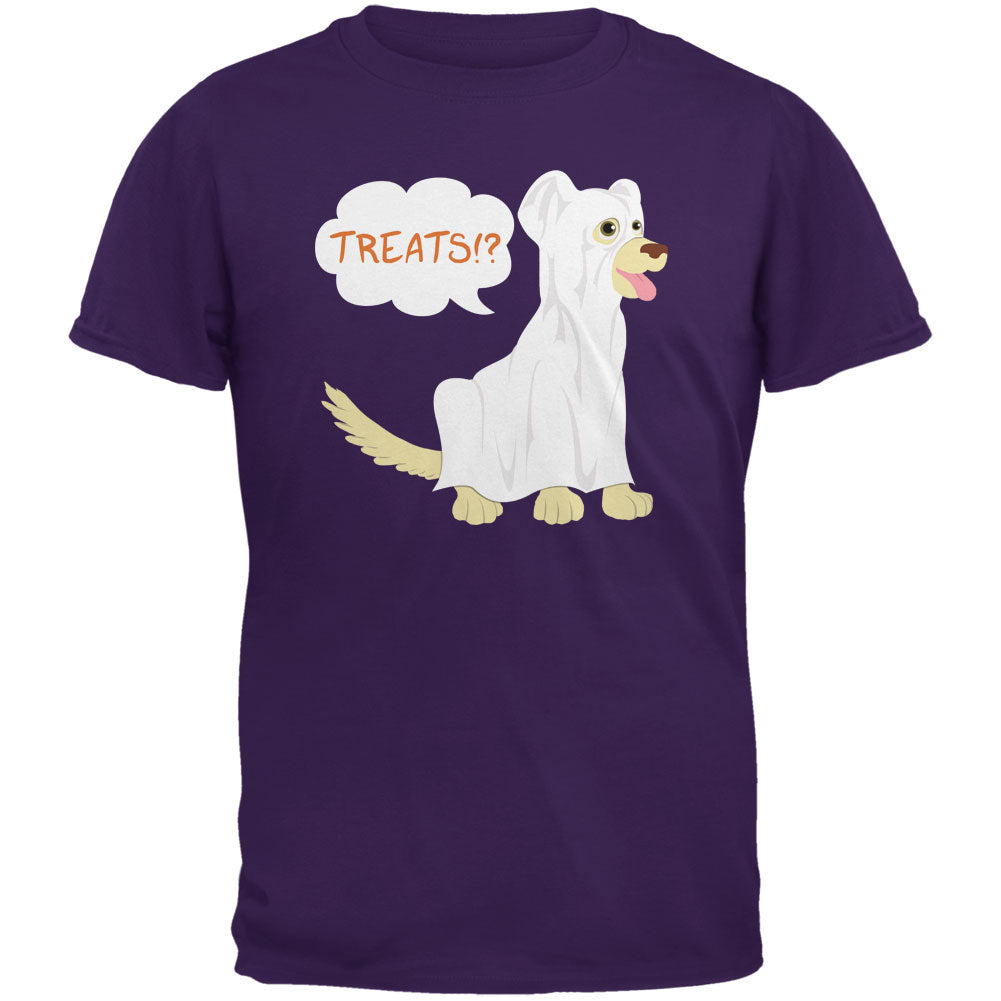 Halloween Ghost Treats Dog Purple Adult T-Shirt Men's T-Shirts Old Glory 2XL Purple