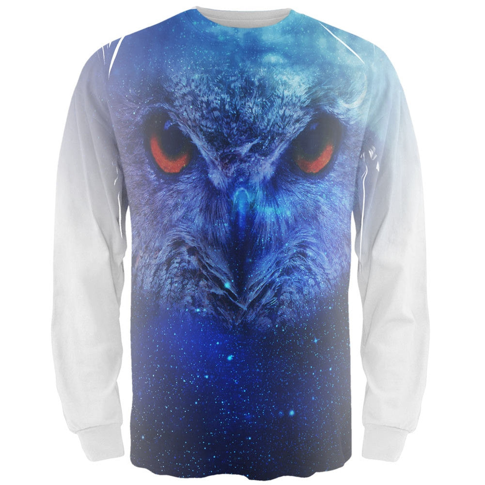 Celestial Night Owl All Over Adult Long Sleeve T-Shirt Men's Long Sleeves Old Glory
