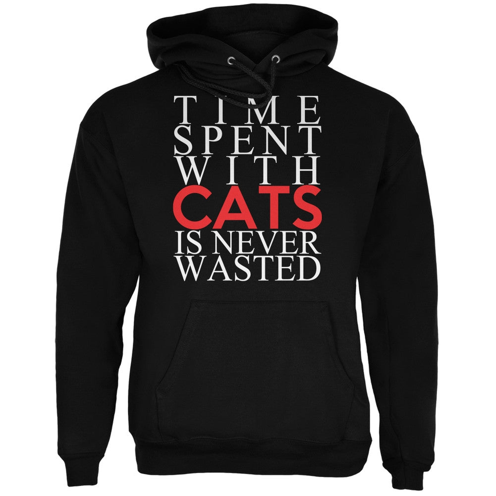 Time Spent With Cats Never Wasted Black Adult Hoodie Sweatshirts Old Glory