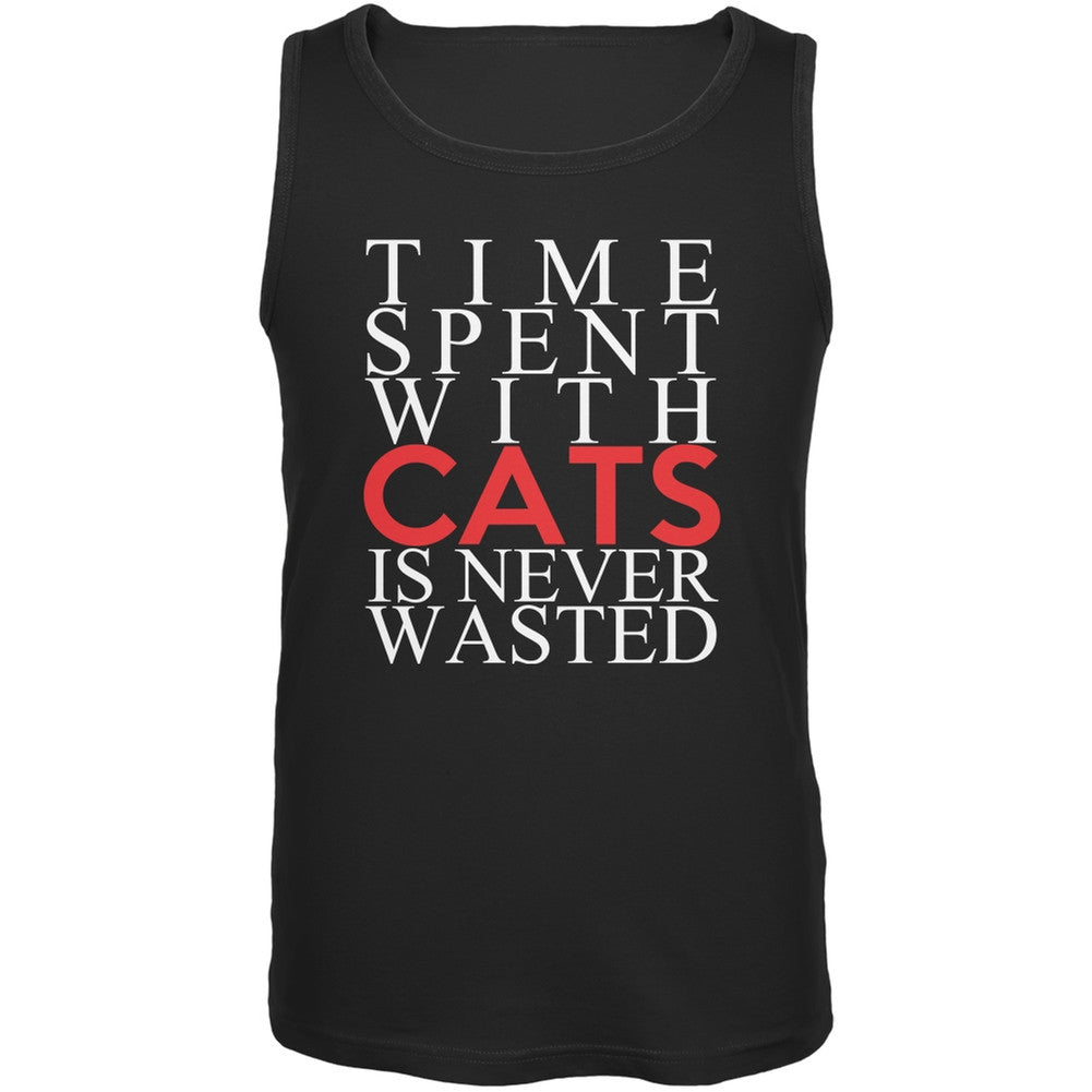 Time Spent With Cats Never Wasted Black Adult Tank Top Tank Tops Old Glory