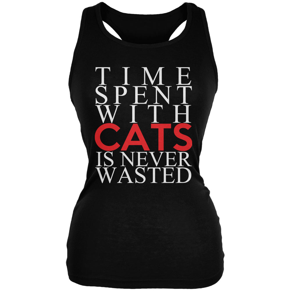 Time Spent With Cats Never Wasted Black Juniors Soft Tank Top Tank Tops Old Glory 2XL Black