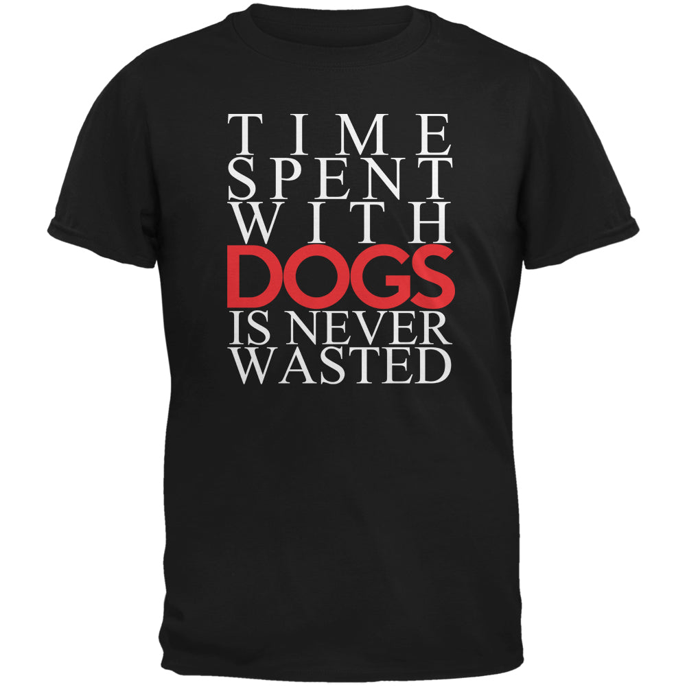 Time Spent With Dogs Never Wasted Black Youth T-Shirt Youth T-Shirts Old Glory LG Black