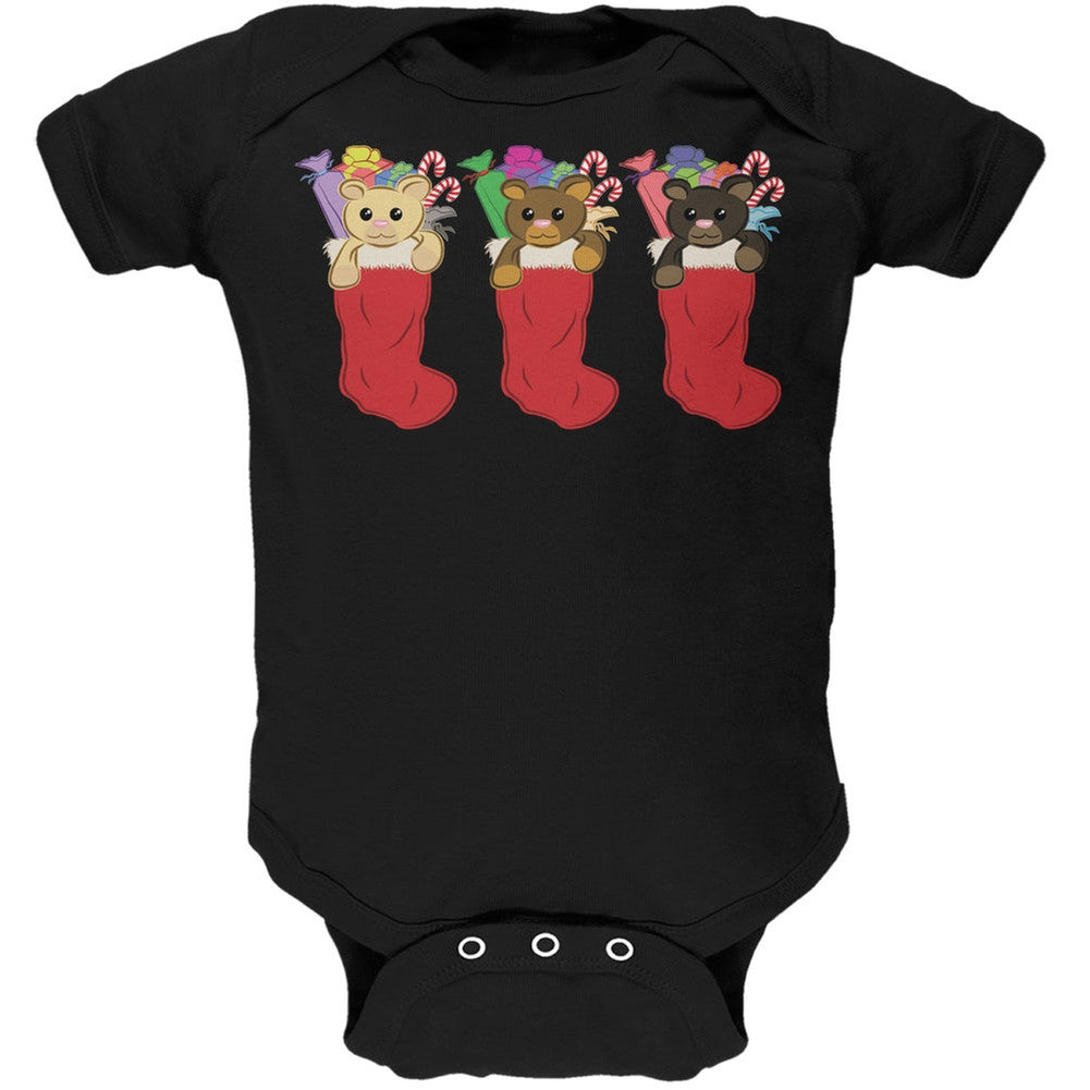 Christmas Stockings 3 Teddies Black Soft Baby One Piece Baby One Piece Old Glory
