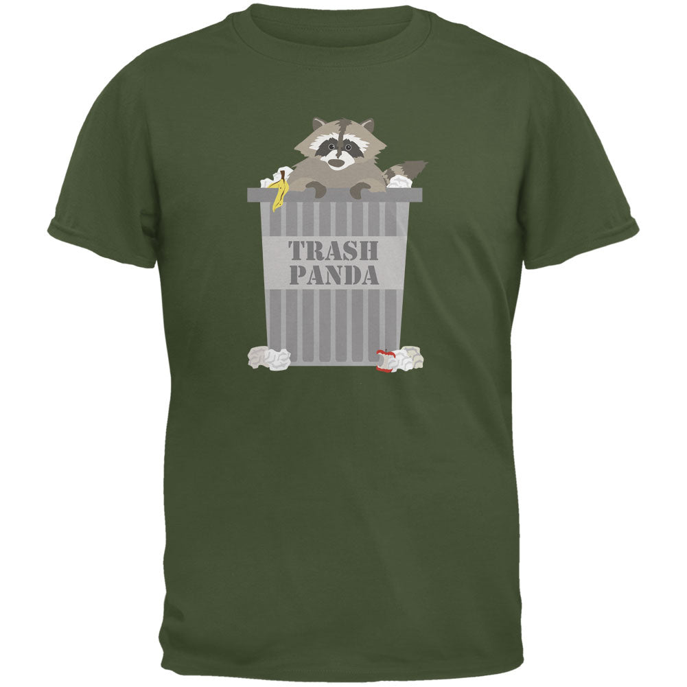 Trash Panda Raccoon Military Green Adult T-Shirt Men's T-Shirts Old Glory 2XL Dark Green