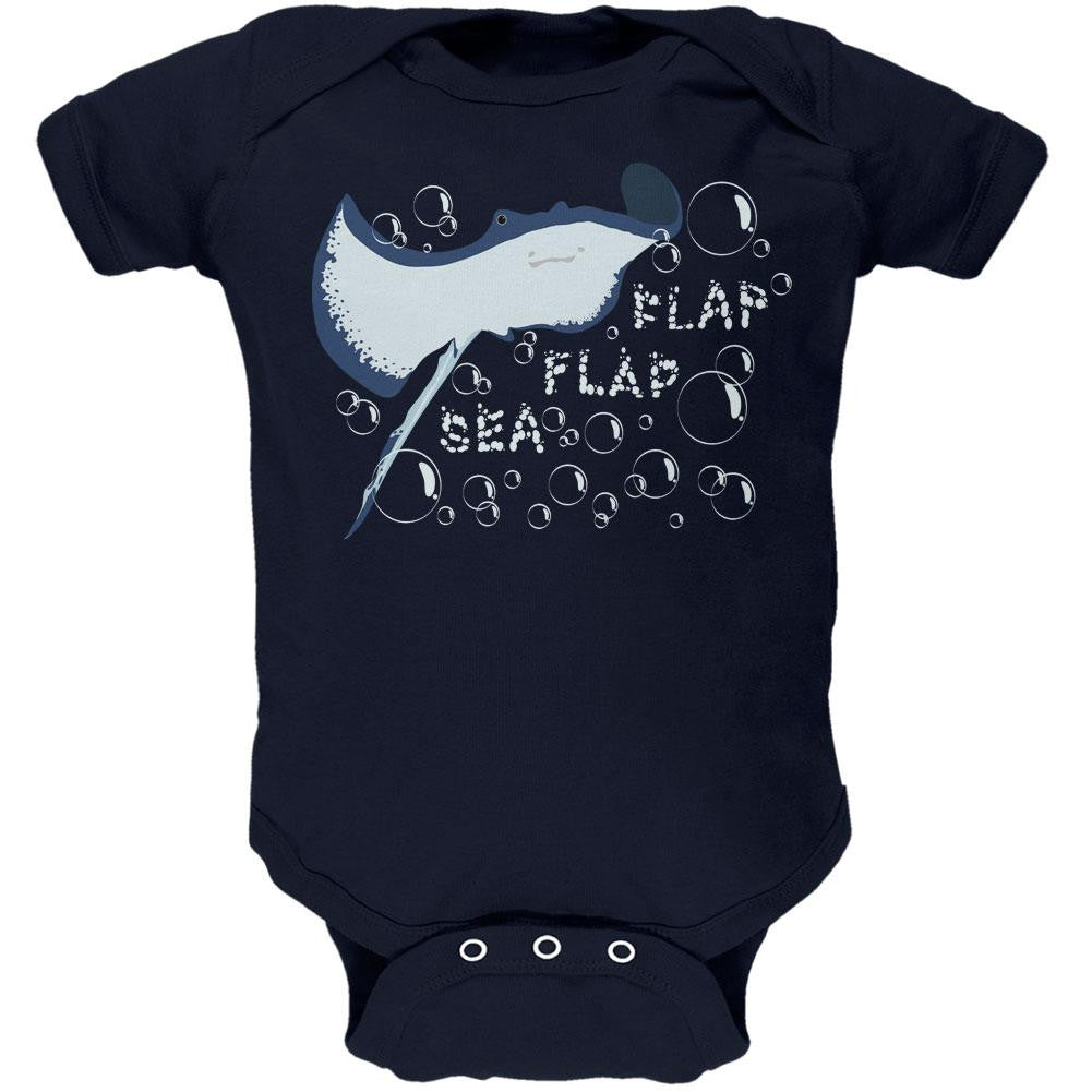 Sea Flap Flap Stingray Navy Soft Baby One Piece Baby One Piece Old Glory