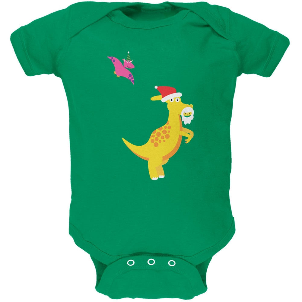 Christmas Dinosaur Pterodactyl Apple Green Soft Baby One Piece Baby One Piece Old Glory