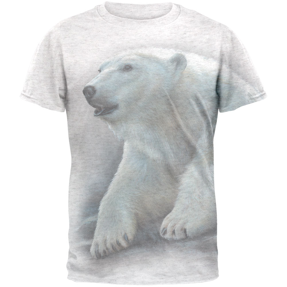 Polar Bear All Over Heather White Adult T-Shirt Men's T-Shirts Old Glory 2XL White