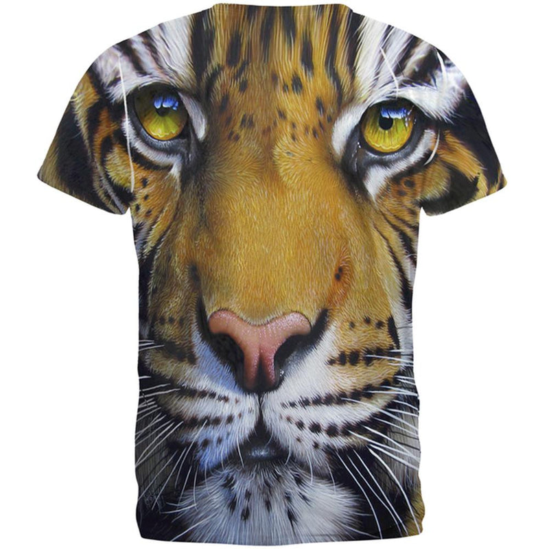Siberian Tiger Face All Over Adult T-Shirt Men's T-Shirts Old Glory