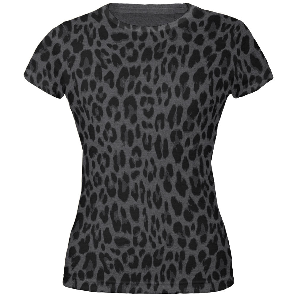 Cheetah Pattern All Over Dark Heather Juniors Soft T-Shirt Juniors T-Shirts Old Glory 2XL Grey