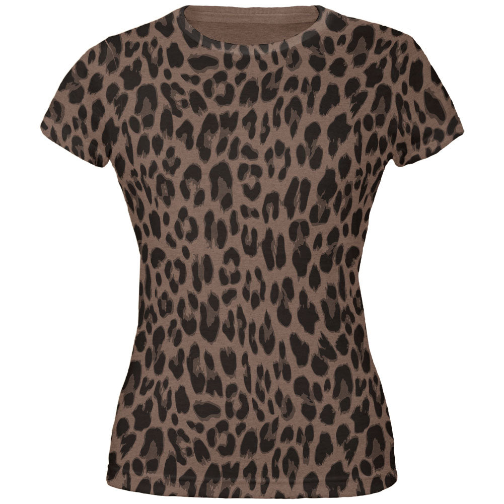 Cheetah Pattern All Over Brown Juniors Soft T-Shirt Juniors T-Shirts Old Glory 2XL Brown