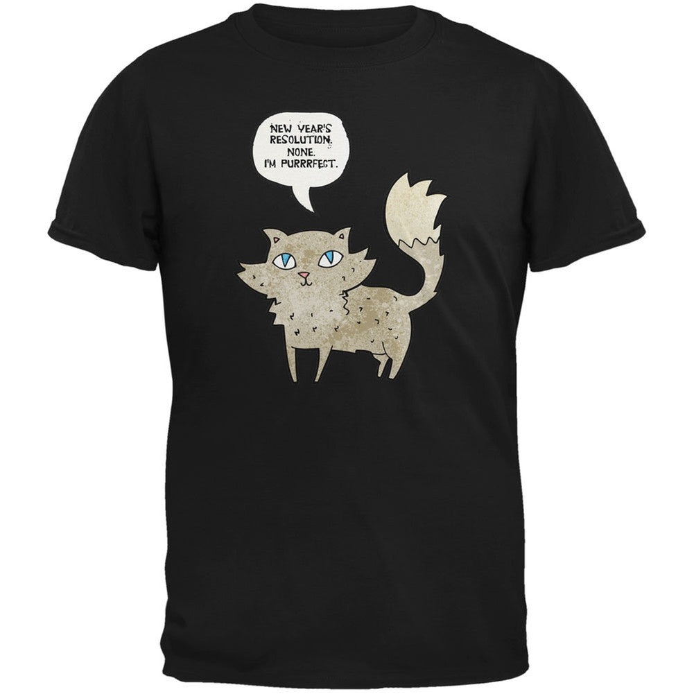 New Year's I'm Purrrrfect Black Adult T-Shirt Men's T-Shirts Old Glory 2XL Black