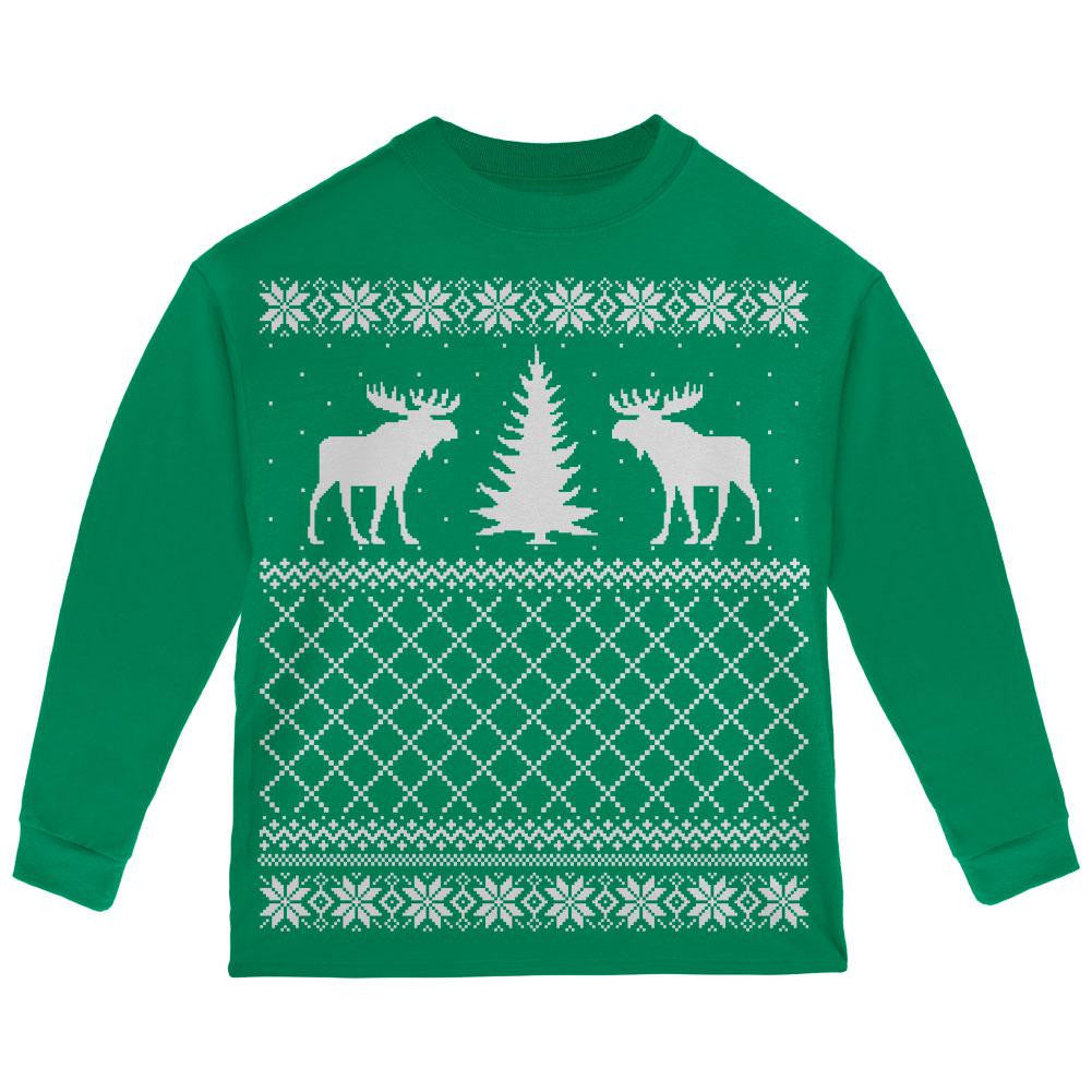 Moose Ugly Christmas Sweater Toddler Long Sleeve T Shirt Long Sleeve T-Shirts Old Glory