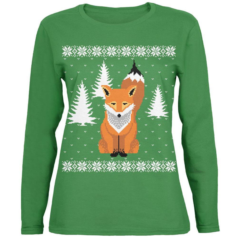 Big Fox Ugly Christmas Sweater Green Toddler Long Sleeve T-Shirt Long Sleeve T-Shirts Old Glory 2XL Green