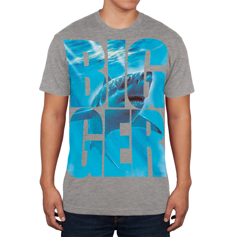 Size Does Matter Great White Shark Heather Grey Adult Soft T-Shirt Men's T-Shirts Old Glory 2XL Grey
