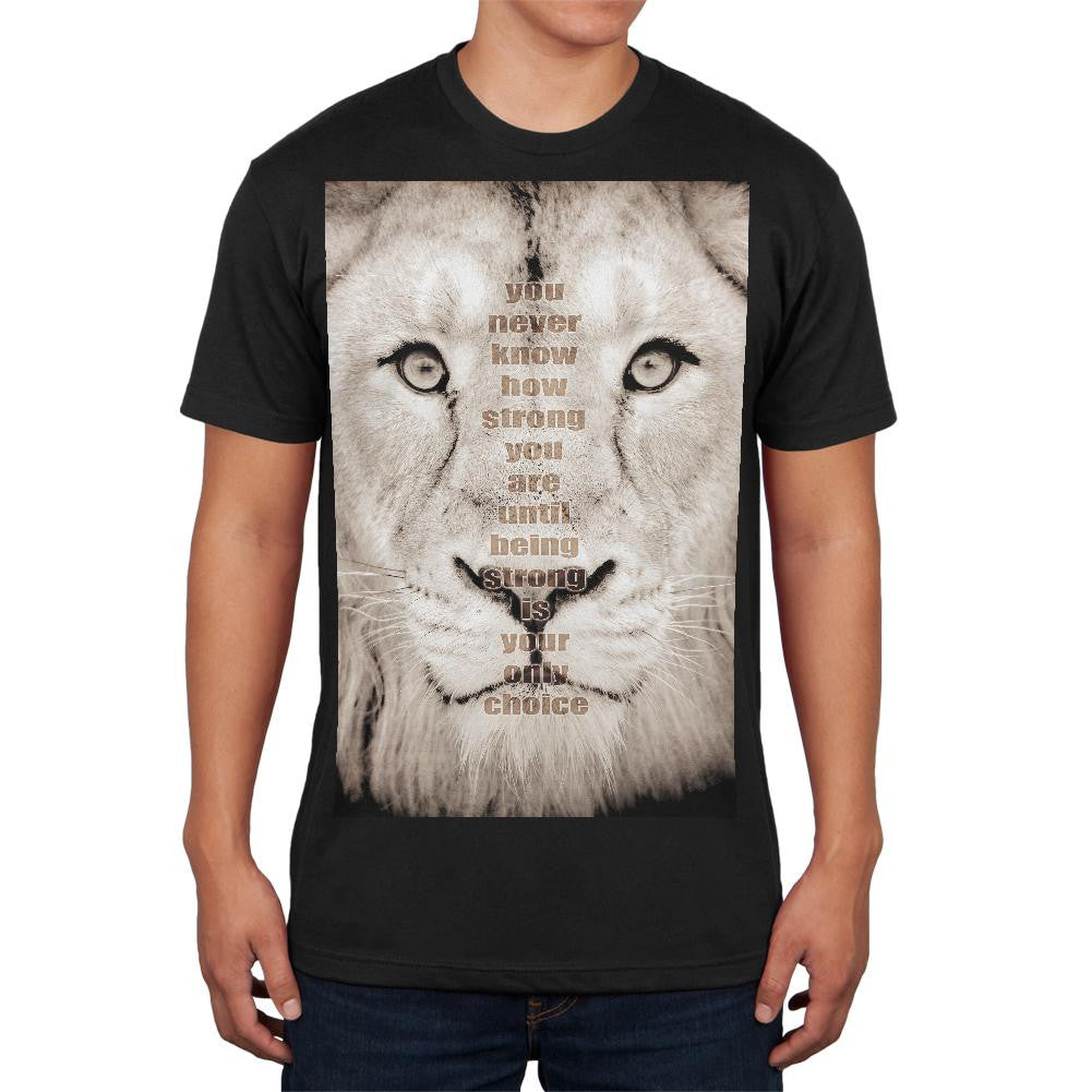 Lion Bob Marley Strength Quote Black Adult Soft T-Shirt Men's T-Shirts Old Glory SM Black