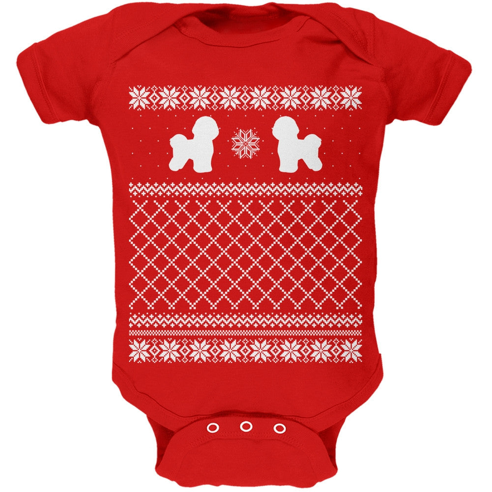 Bichon Frise Ugly Christmas Sweater Kelly Green Soft Baby One Piece Baby One Piece Old Glory