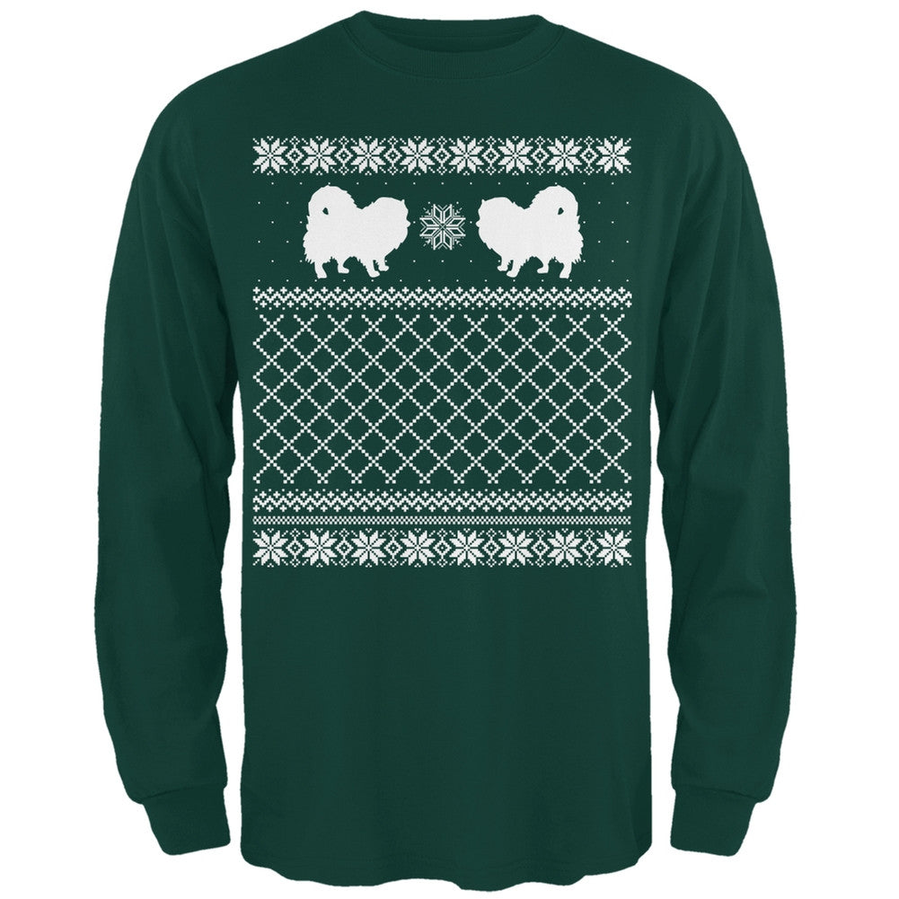 Pomeranian Ugly Christmas Sweater Forest Adult Long Sleeve T-Shirt Men's Long Sleeves Old Glory