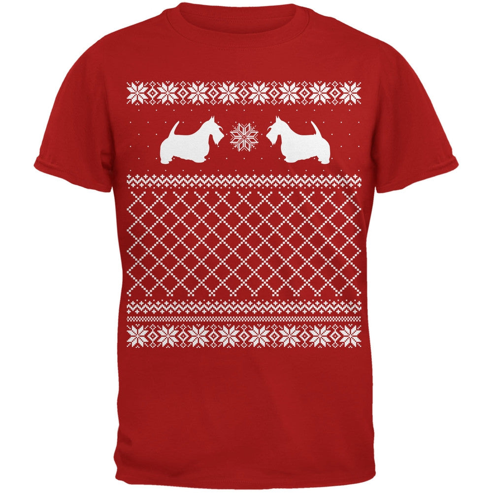Scottie Ugly Christmas Sweater Red Adult T-Shirt Men's T-Shirts Old Glory