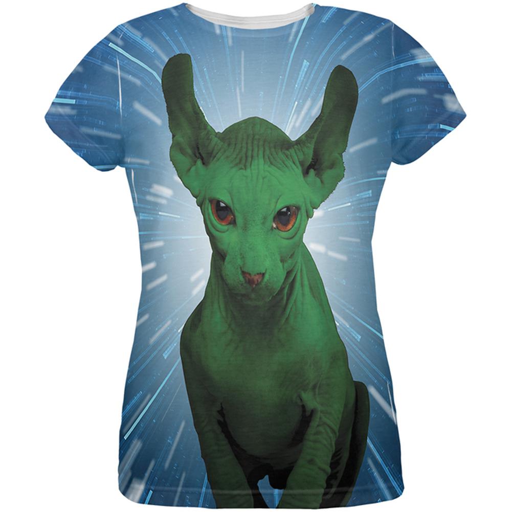 Ugly Hairless Cat of the Force All Over Womens T-Shirt Women's T-Shirts Old Glory 2XL Multi