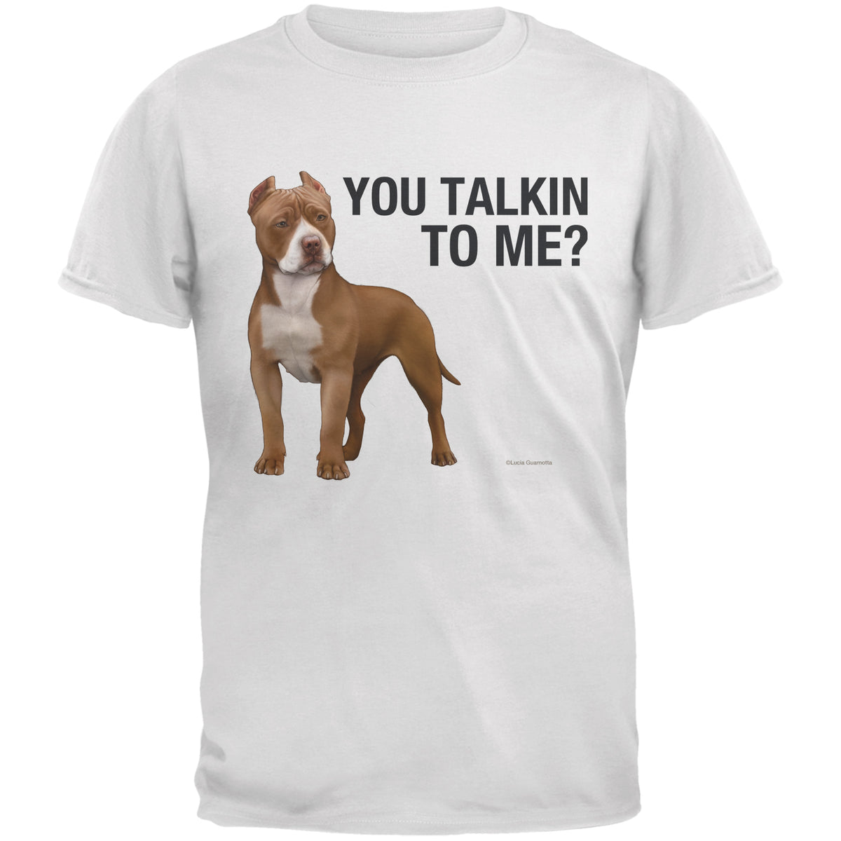 You Talkin To Me Dog Heather White Adult Soft T-Shirt Men's T-Shirts Old Glory 2XL White