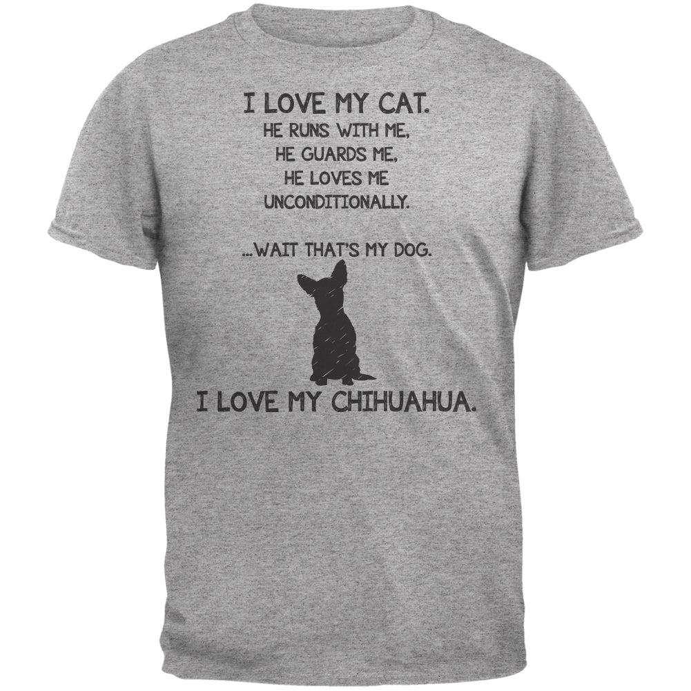 I Love My Chihuahua Boy Heather Grey Adult T-Shirt Men's T-Shirts Old Glory 2XL Grey
