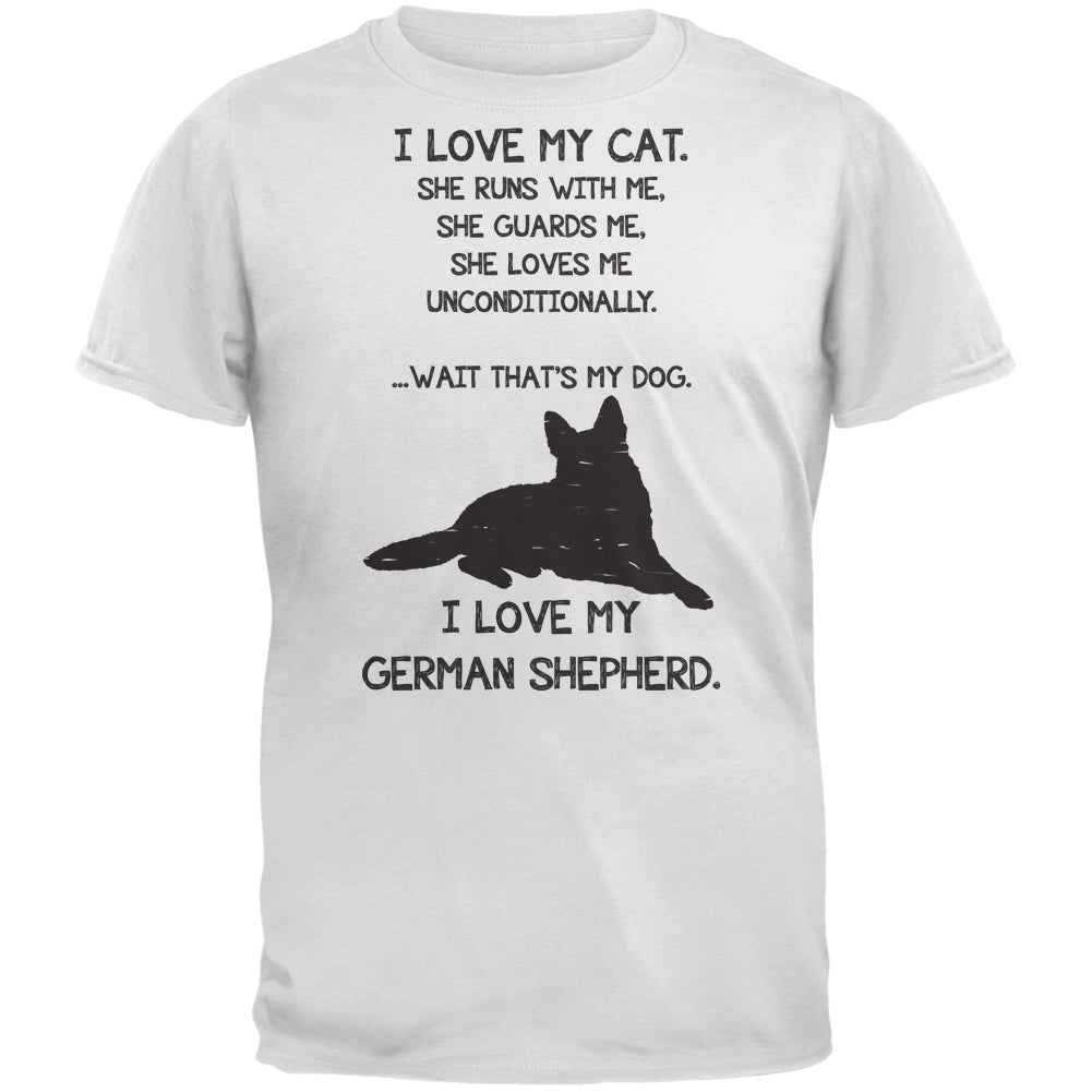 I Love My German Shepherd Girl White Adult T-Shirt Men's T-Shirts Old Glory 2XL White