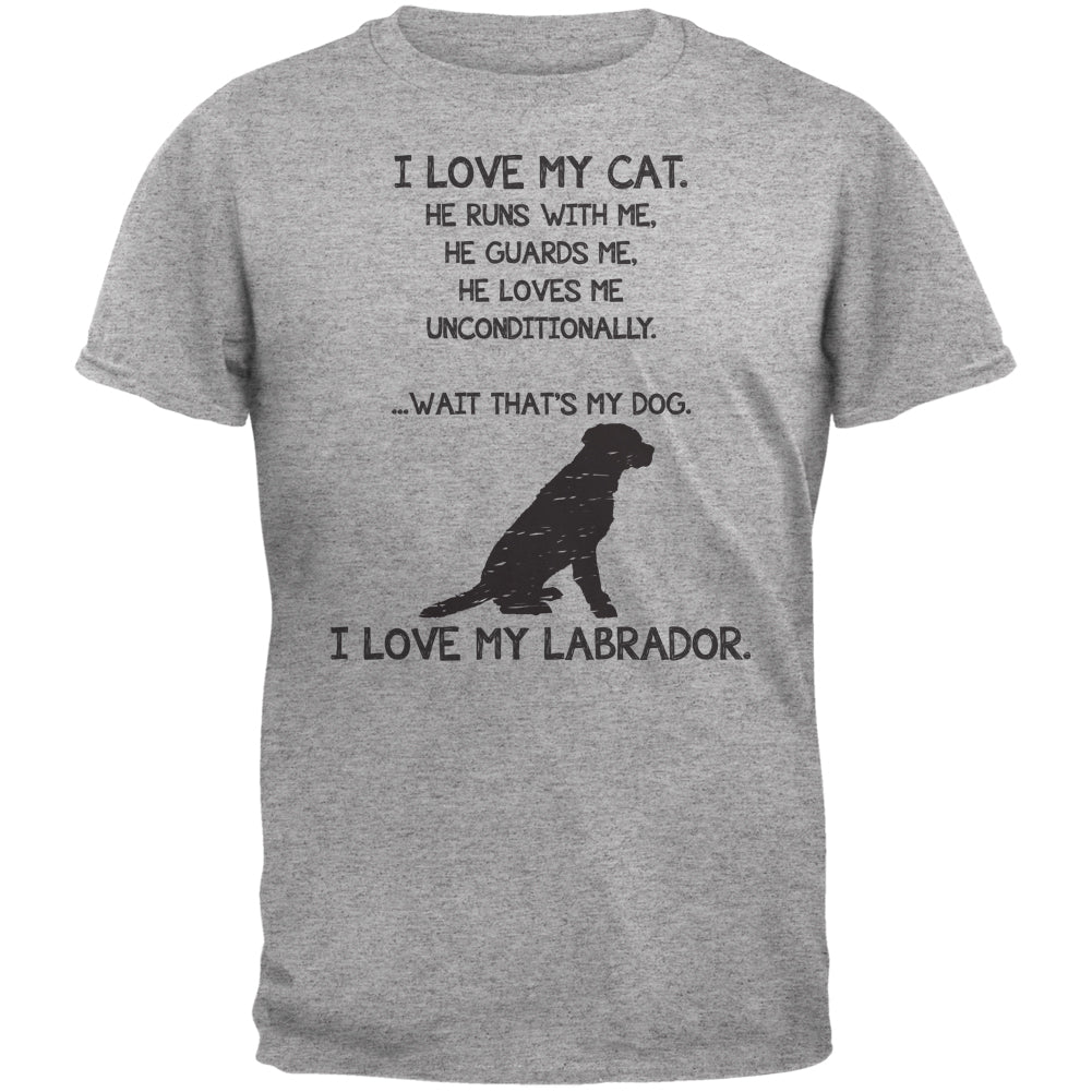 I Love My Labrador Boy Heather Grey Adult T-Shirt Men's T-Shirts Old Glory 2XL Grey