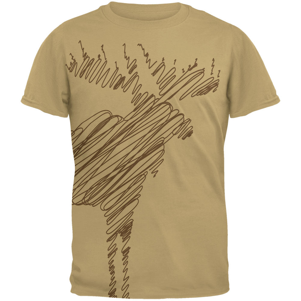 Moose Scribble Drawing All Over Texas Orange Adult T-Shirt Men's T-Shirts Old Glory MD Tan