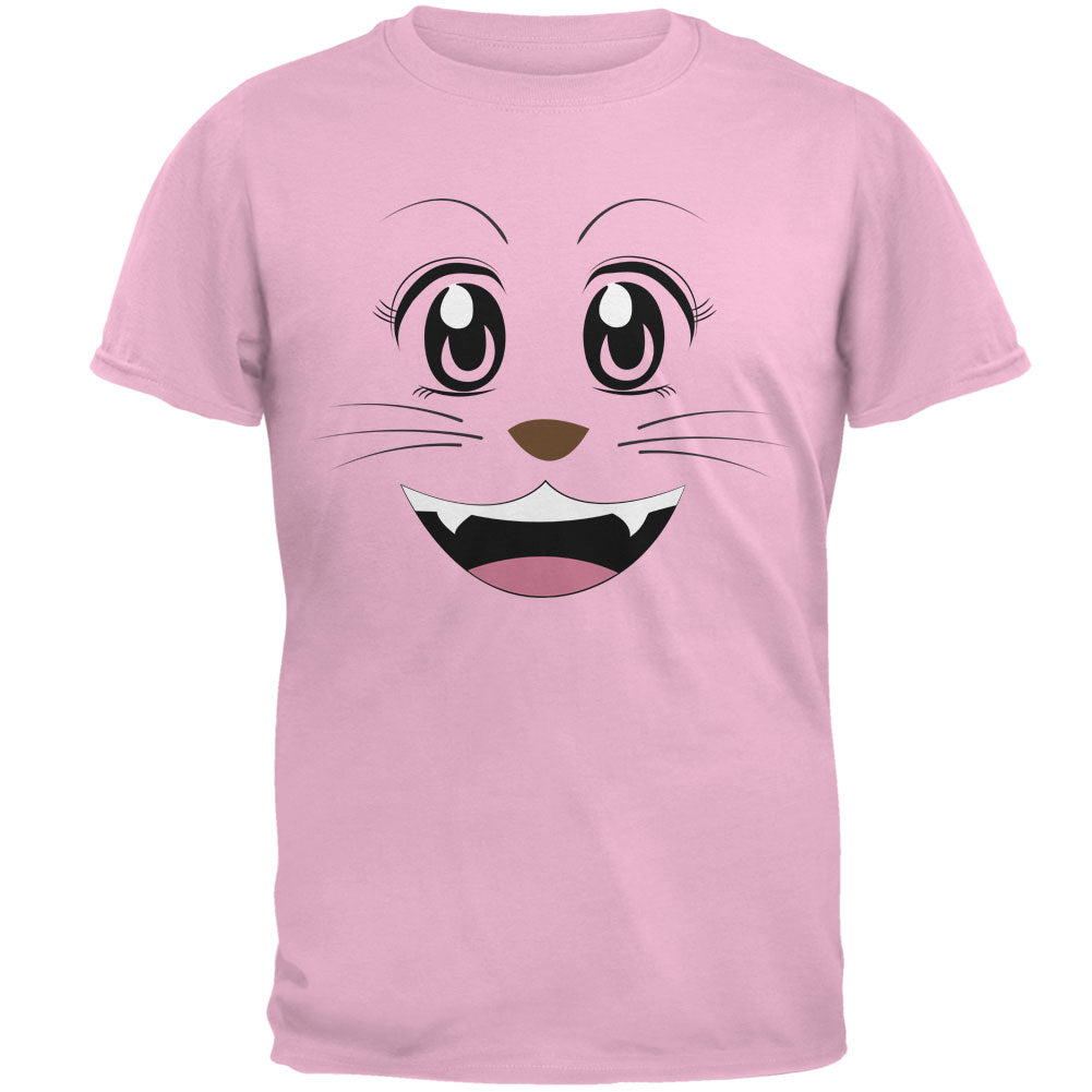Anime Cat Face Neko Light Pink Adult T-Shirt Men's T-Shirts Old Glory 2XL Light Pink