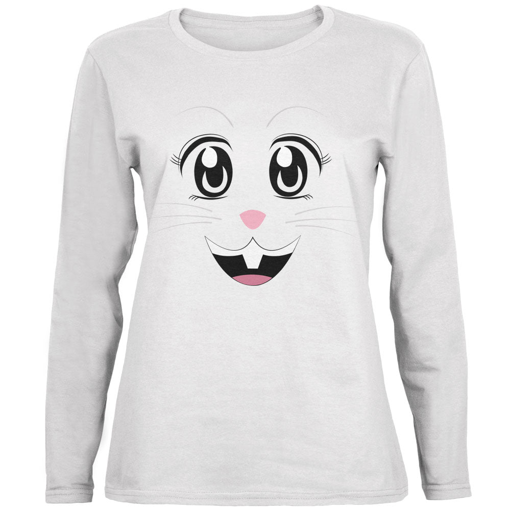 Anime Rabbit Face Usagi White Womens Long Sleeve T-Shirt Long Sleeve T-Shirts Old Glory 2XL White