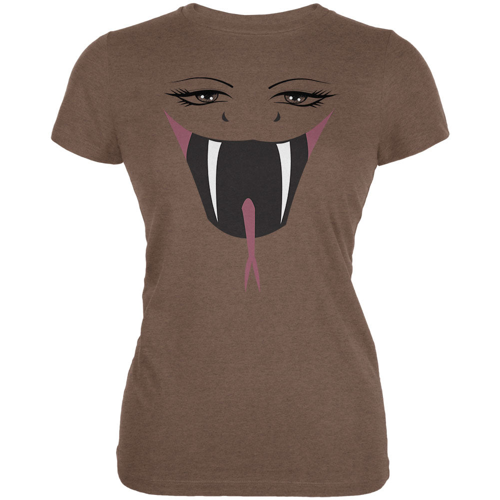 Anime Snake Face Hebi Heather Brown Juniors Soft T-Shirt Juniors T-Shirts Old Glory 2XL Brown