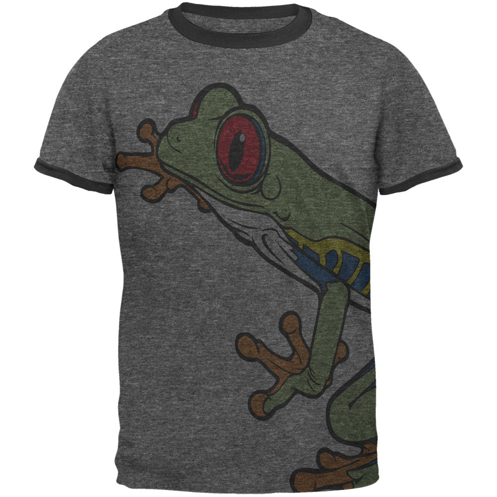 Big Tree Frog All Over Heather Men's Ringer T-Shirt Men's T-Shirts Old Glory 2XL Multi