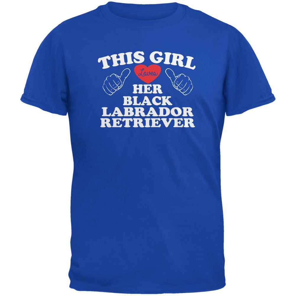 Valentines This Girl Loves Her Black Lab Royal Adult T-Shirt Men's T-Shirts Old Glory 2XL Blue