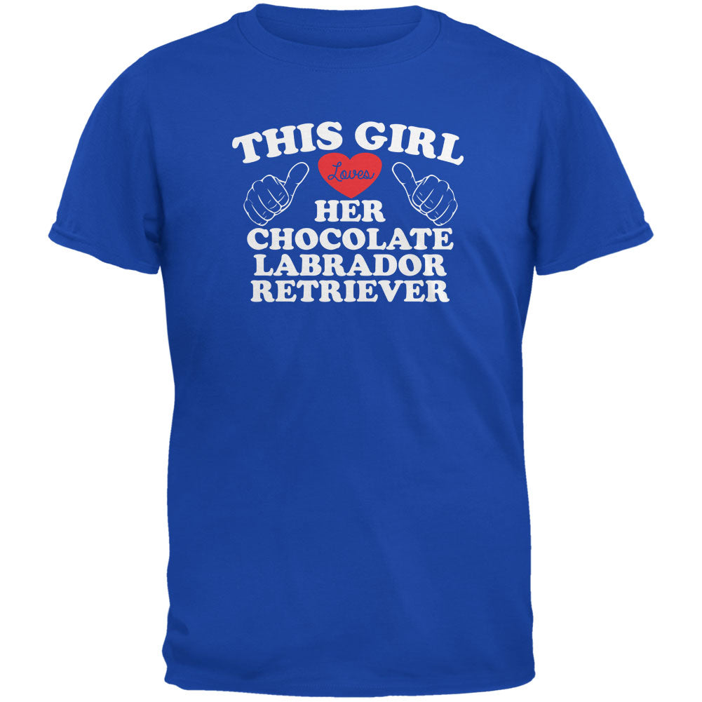 Valentines This Girl Loves Her Chocolate Lab Royal Adult T-Shirt Men's T-Shirts Old Glory 2XL Blue