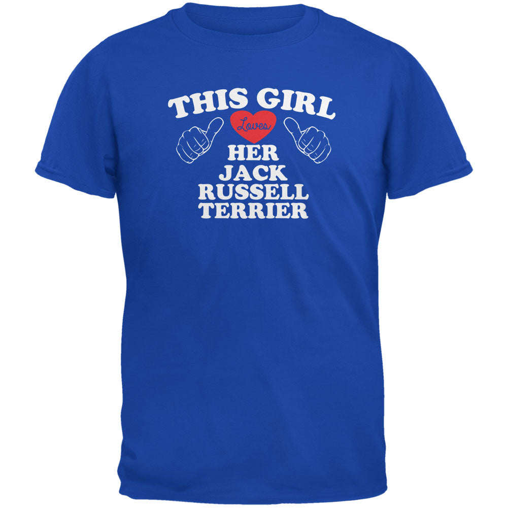 Valentines This Girl Loves Her Jack Russell Royal Adult T-Shirt Men's T-Shirts Old Glory 2XL Blue