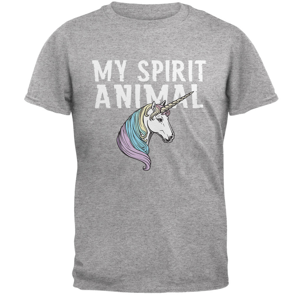 My Spirit Animal Unicorn Heather Grey Adult T-Shirt Men's T-Shirts Old Glory 2XL Grey
