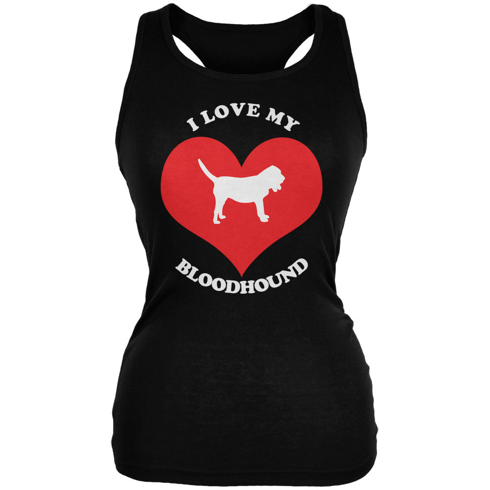 Valentines I Love My Bloodhound Black Juniors Soft Tank Top Tank Tops Old Glory 2XL Black