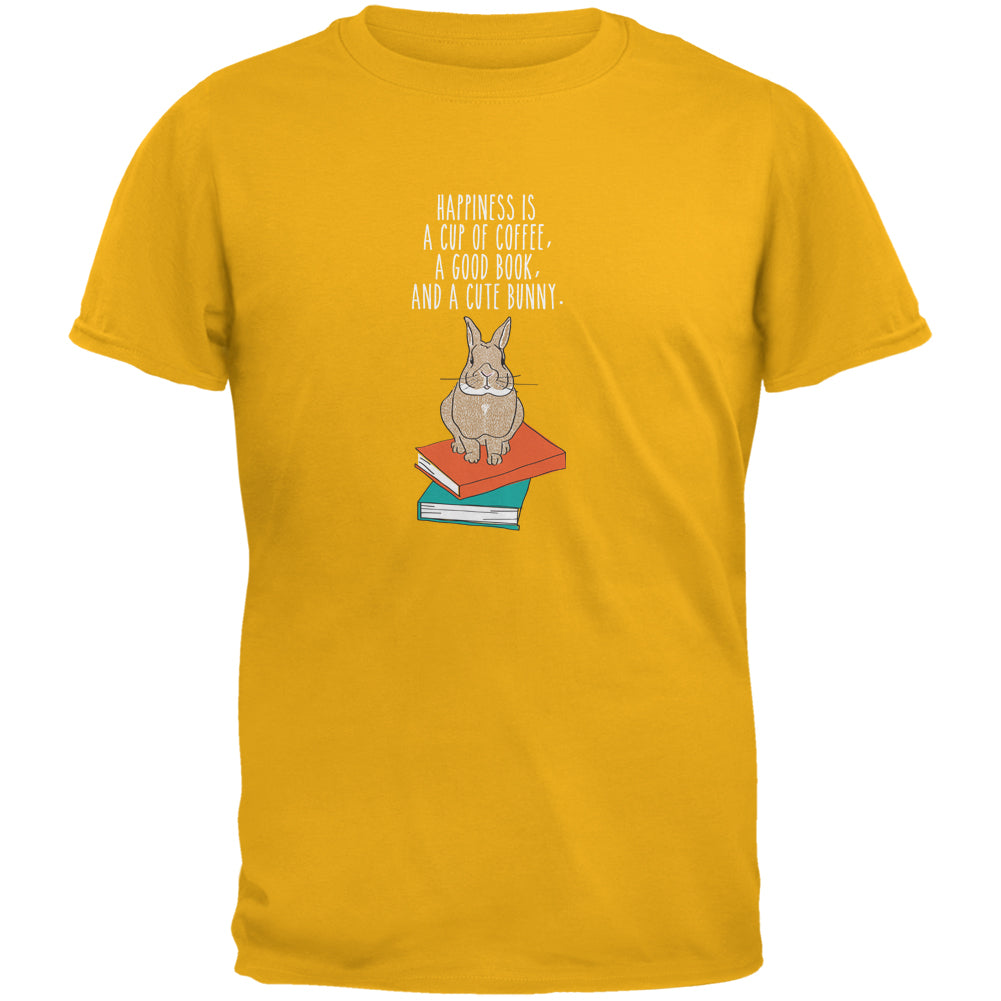 A Good Book and My Bunny Yellow Adult T-Shirt Men's T-Shirts Old Glory 2XL Yellow
