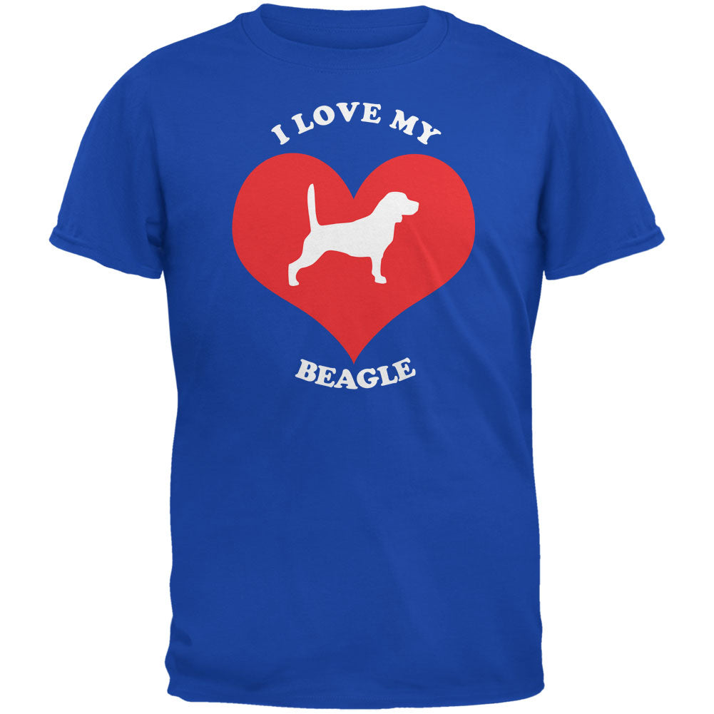 Valentines I Love My Beagle Royal Adult T-Shirt Men's T-Shirts Old Glory 2XL Blue