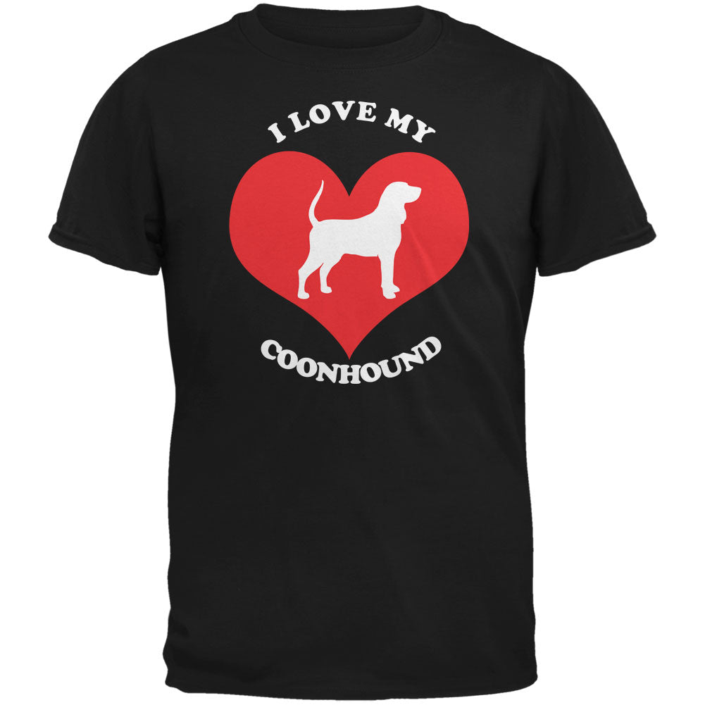 Valentines I Love My Coonhound Black Adult T-Shirt Men's T-Shirts Old Glory 2XL Black