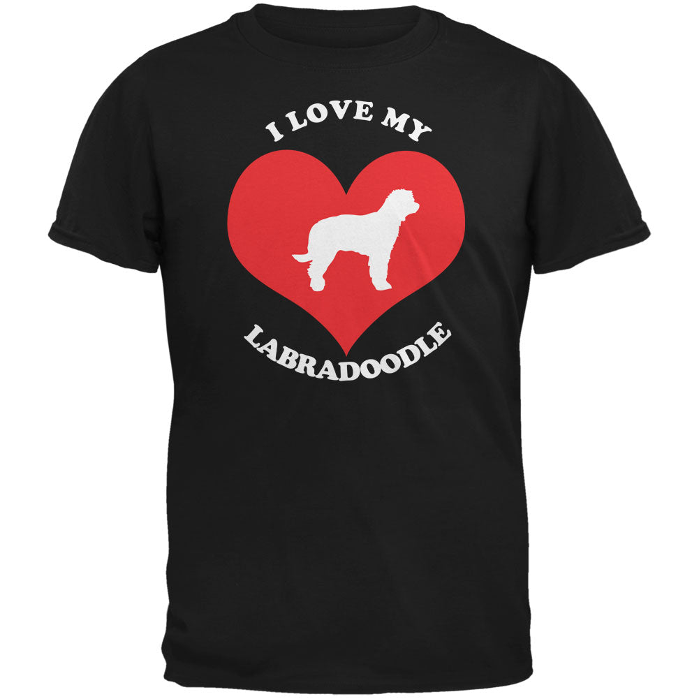Valentines I Love My Labradoodle Black Adult T-Shirt Men's T-Shirts Old Glory 2XL Black