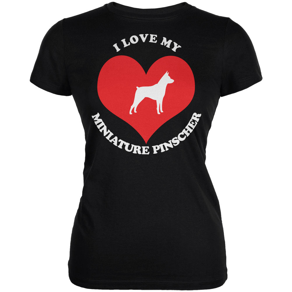Valentines I Love My Miniature Pinscher Black Juniors Soft T-Shirt Juniors T-Shirts Old Glory 2XL Black