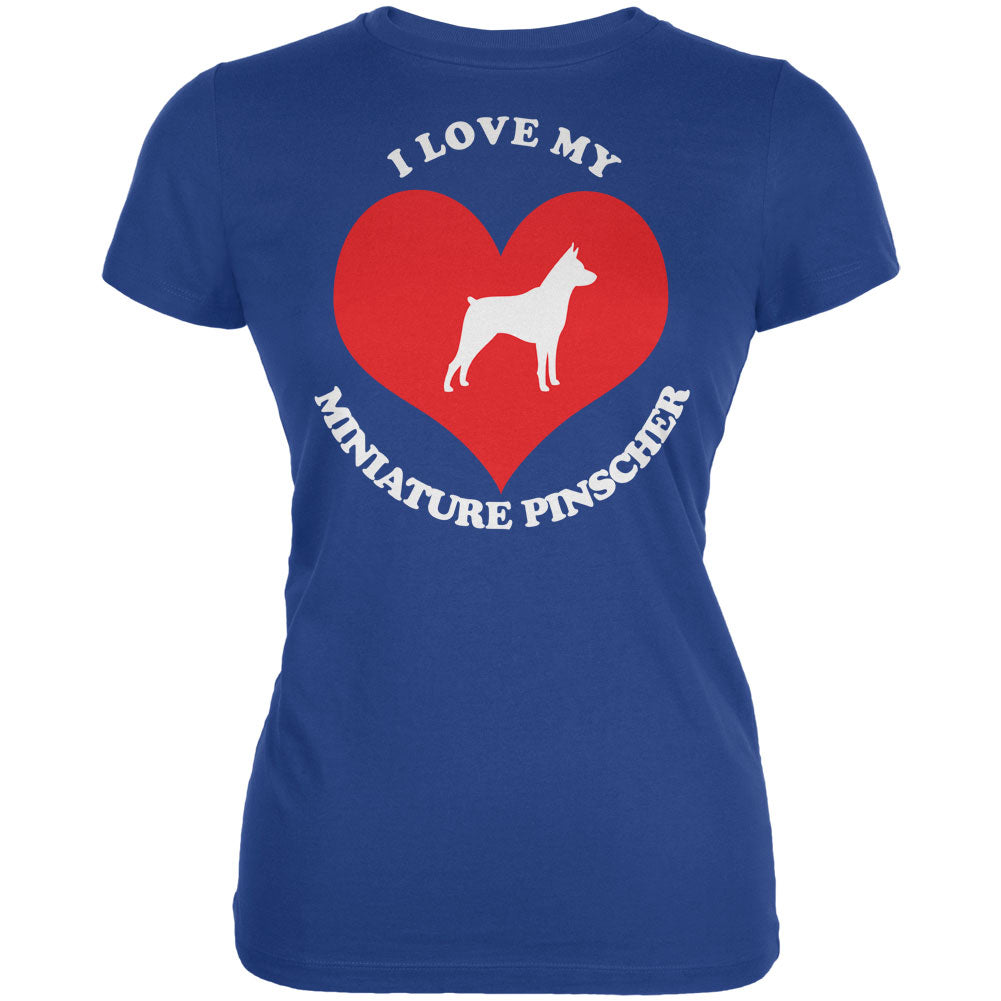 Valentines I Love My Miniature Pinscher Royal Juniors Soft T-Shirt Juniors T-Shirts Old Glory 2XL Blue
